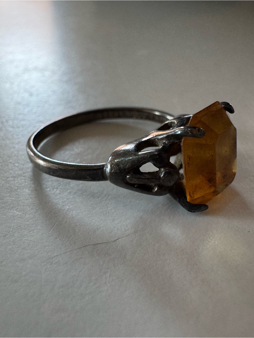 Vintage Sarah Coventry Sterling Silver Citrine Ring